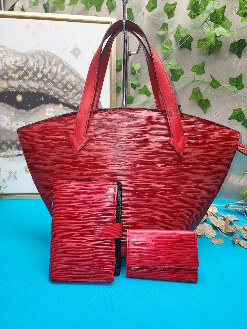 Authentic Louis Vuitton EPI Saint Jacques PM Castillan Red W/ Agenda & Key Ring